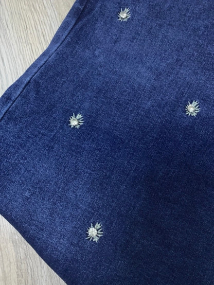 Jeans fleurs avec perles