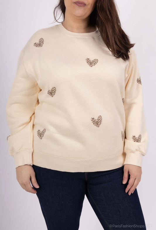 Sweat cœur léopard